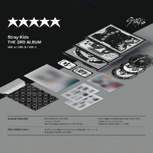 Stray Kids 3rd Album [★★★★★ (5-STAR)] (A Ver. / B Ver. / C Ver.) IDOLPOPUK